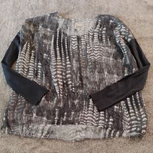 Go Silk Woven And Knit Geometric Sheer Top